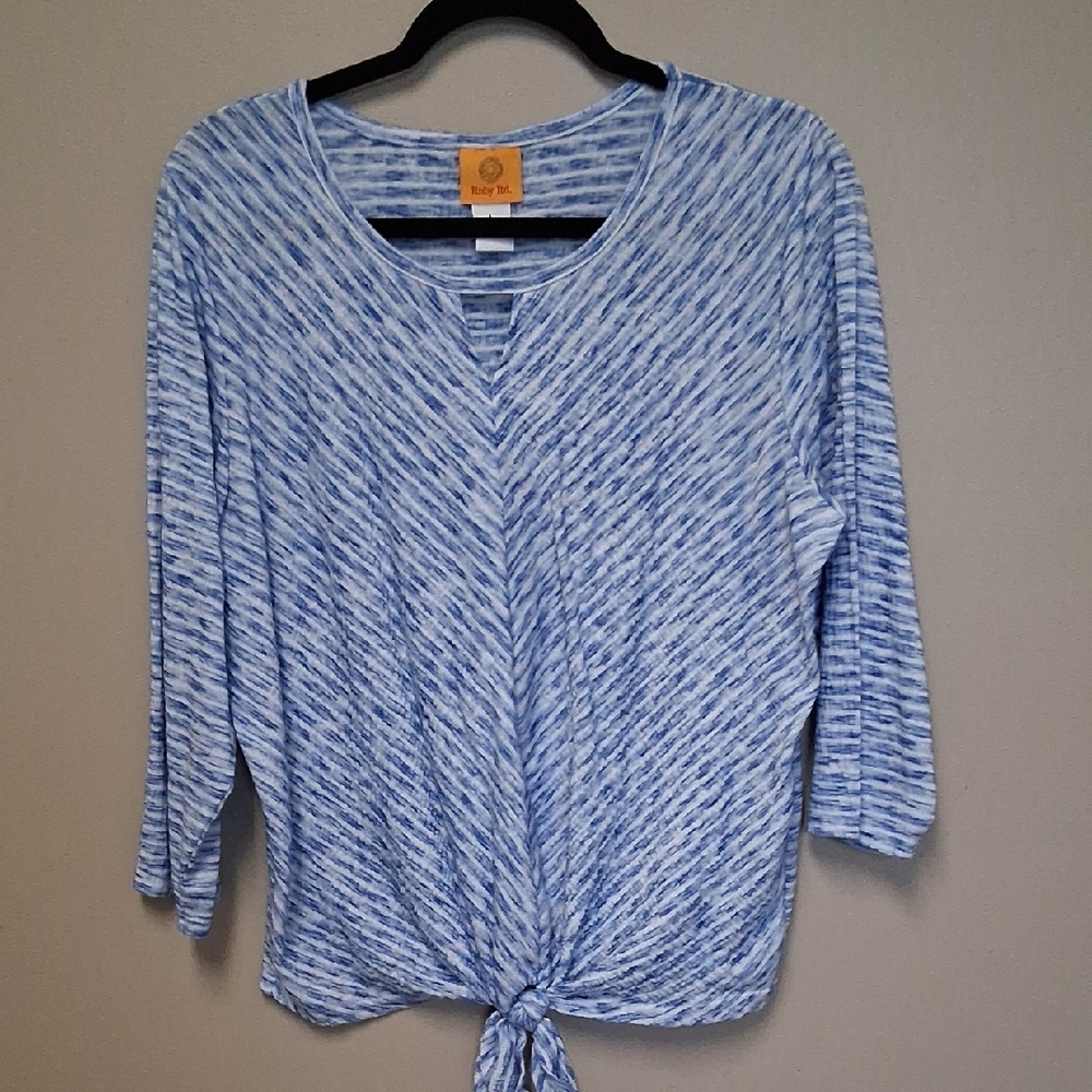 Ruby Rd. Blue Striped Long Sleeve Top